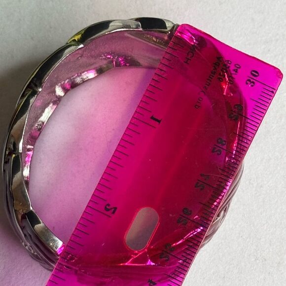 Chunky Plum and Silver Braided Design Hinged Bangle Bracelet NWOT - Picture 11 of 11